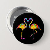 TIE DYE FLAMINGO RONDE BUTTON 7,6 CM (Voorkant /achterkant)