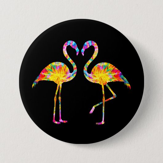 TIE DYE FLAMINGO RONDE BUTTON 7,6 CM (Voorkant)