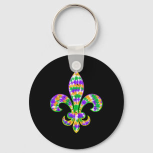Tie Dye Fleur De Lis Mardi Gras Carnival Symbol Ne Sleutelhanger
