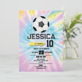 Tie Dye Football Voetbal Verjaardagsfeestje Roze M Kaart (Staand voorkant)