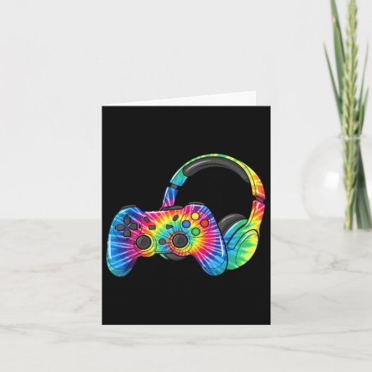 Tie Dye Gaming Headset Controller Videogames Spel Kaart (Voorkant)