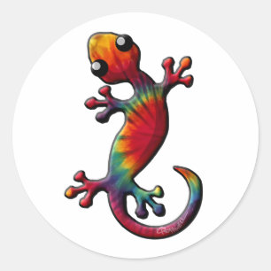 Tie Dye Gecko Lizard Ronde Sticker