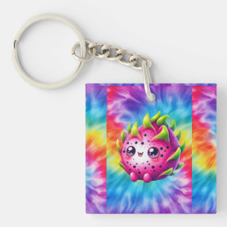 Tie-Dye Gelukkige Drakenfruit Sleutelhanger