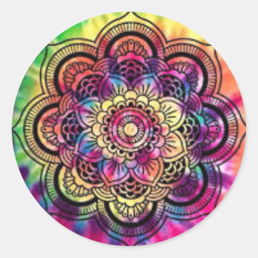 Tie Dye Geometrische ronde Sticker (Voorkant)