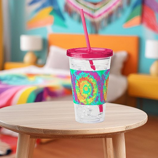 Tie dye gepersonaliseerd acryl drinkbeker