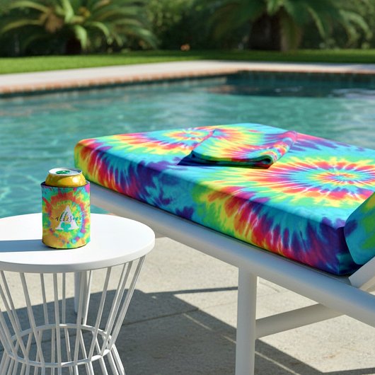 Tie dye gepersonaliseerd  blikjeskoeler