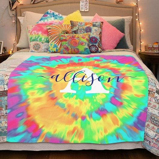 Tie dye gepersonaliseerd fleece deken