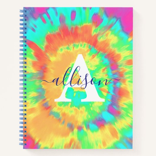 Tie dye gepersonaliseerd  notitieboek (Voorkant)