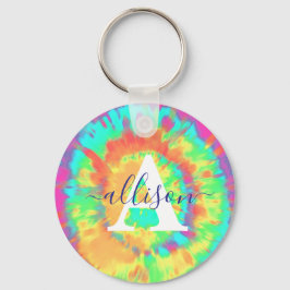 Tie dye gepersonaliseerd  sleutelhanger