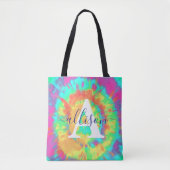 Tie dye gepersonaliseerd  tote bag (Voorkant)