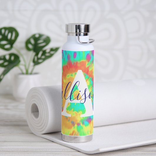 Tie dye gepersonaliseerd waterfles (Yoga)