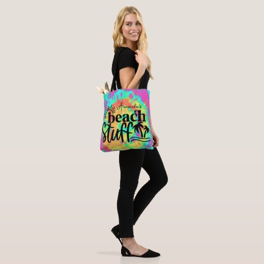 Tie dye gepersonaliseerde strand spullen tote bag (Op model)