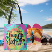 Tie dye gepersonaliseerde strand spullen tote bag