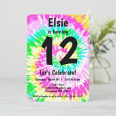 Tie Dye Girl Birthday Party Kaart (Staand voorkant)