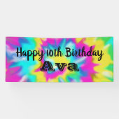 Tie Dye Glow Birthday Party Spandoek (Horizontaal)