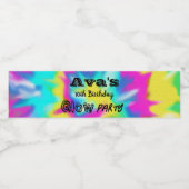 Tie Dye Glow Birthday Party Waterfles Etiket (Enkel label)