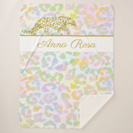 *~* Tie Dye Gold Leopard Pastel Spots Sherpa Deken