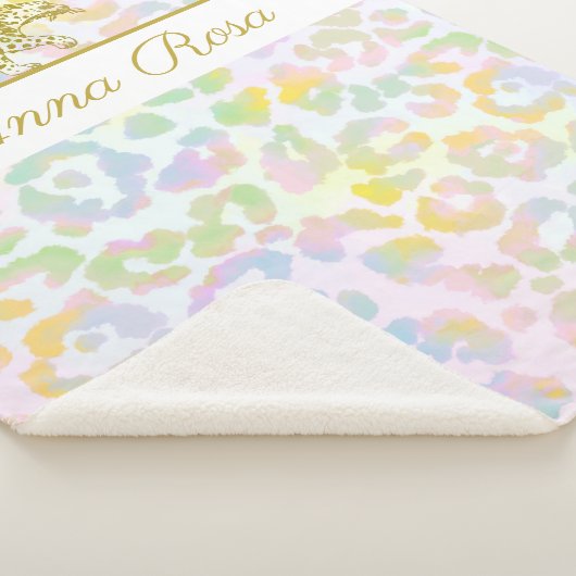 *~* Tie Dye Gold Leopard Pastel Spots Sherpa Deken (3/4)