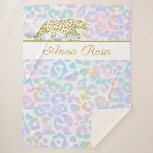 *~* Tie Dye Gold Leopard Spots Pastel Sherpa Deken (Voorkant)