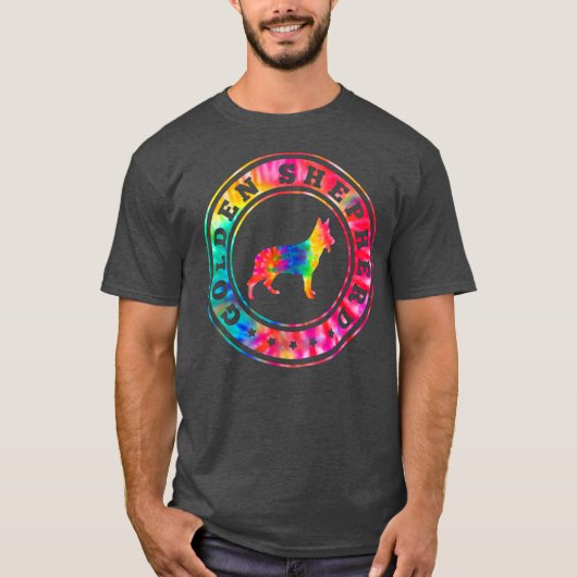 Tie Dye Golden Shepherd Dog mam Papa Pet Lover T-shirt (Voorkant)