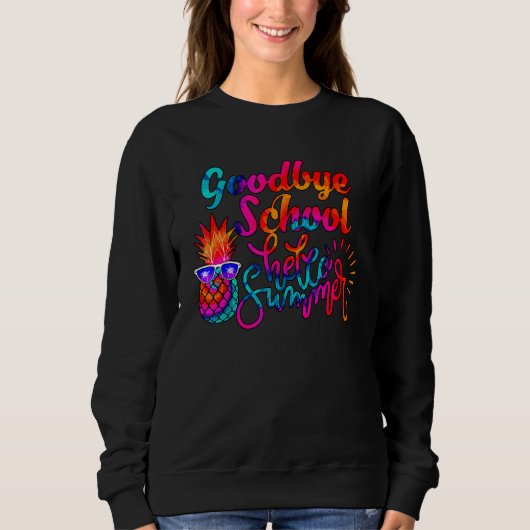 Tie Dye Goodbye School Hallo Summer last Day SBC Trui (Voorkant)