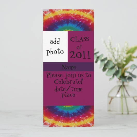Tie Dye Graduation Party Invitation Kaart (Staand voorkant)