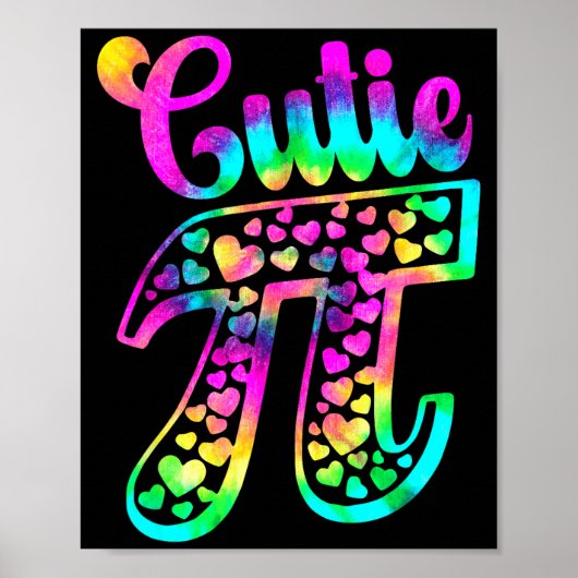 Tie Dye Grappige Moppie 3,14 Pi Getal Symbool Wisk Poster (Voorkant)