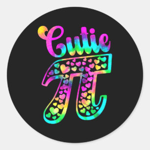 Tie Dye Grappige Moppie 3,14 Pi Nummer Symbool Wis Ronde Sticker