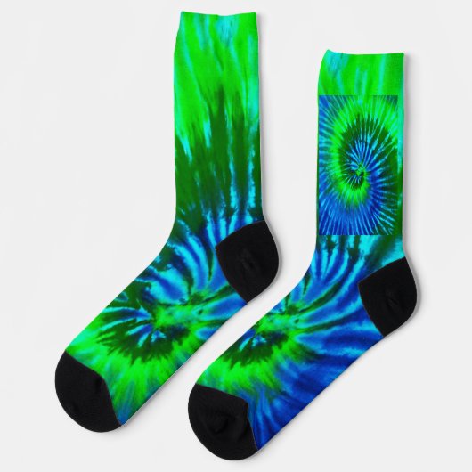 Tie Dye groene en blauwe Design Soks Sokken (Links)