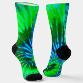 Tie Dye groene en blauwe Design Soks Sokken (Gebogen)