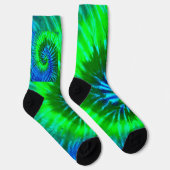 Tie Dye groene en blauwe Design Soks Sokken (Rechts)