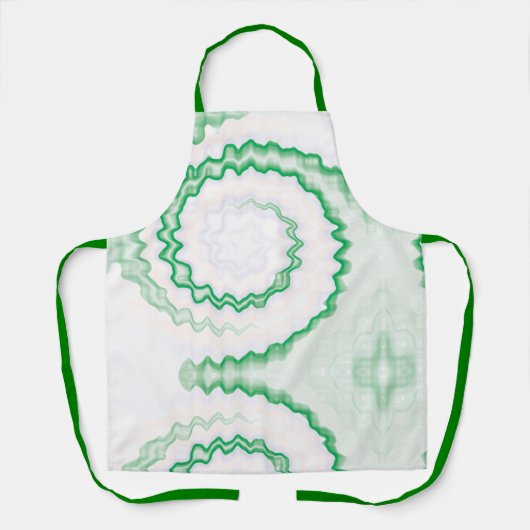 Tie dye Groene witte werveling funky retro patroon Schort (Voorkant)
