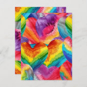 Tie Dye Groovy Hearts Kleurrijk Sinaasappel, Rood, Briefkaart (Voorkant / Achterkant)