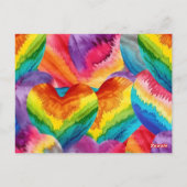 Tie Dye Groovy Hearts Kleurrijk Sinaasappel, Rood, Briefkaart (Achterkant)