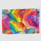 Tie Dye Groovy Hearts Kleurrijk Sinaasappel, Rood, Golfhanddoek (Horizontaal)