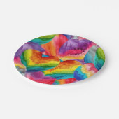 Tie Dye Groovy Hearts Kleurrijk Sinaasappel, Rood, Papieren Bordje (Gekanteld)