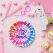 Tie Dye Groovy Hippie Bold Kleurrijke Verjaardag Papieren Bordje (Feest)