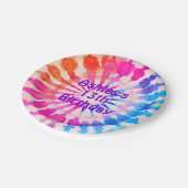 Tie Dye Groovy Hippie Bold Kleurrijke Verjaardag Papieren Bordje (Gekanteld)
