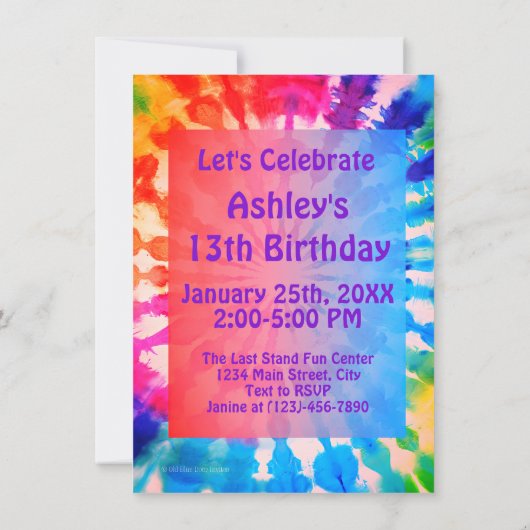 Tie Dye Groovy Hippie Custom Verjaardagsfeest Kaart (Achterkant)