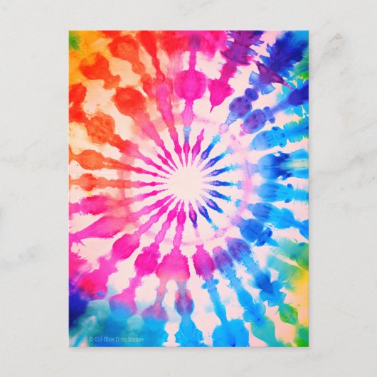 Tie Dye Groovy Hippie Kleurrijk Ontwerp Briefkaart (Voorkant)