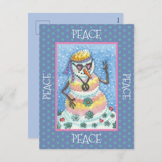 TIE DYE GROOVY SNOWMAN, VREDE OP AARDE CHRISTMAS FEESTDAGENKAART (Voorkant / Achterkant)