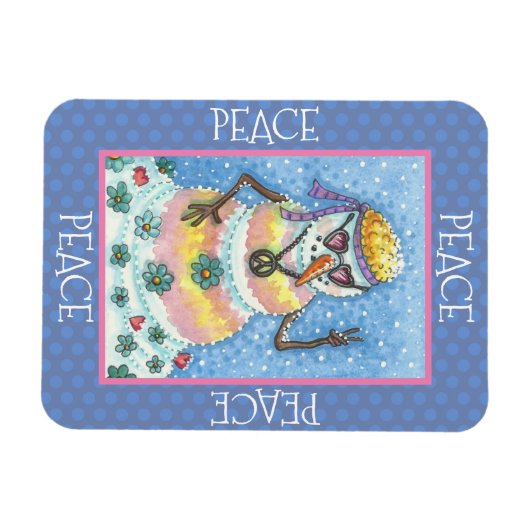 TIE DYE GROOVY SNOWMAN, VREDE OP AARDE CHRISTMAS MAGNEET (Horizontaal)