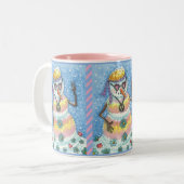 TIE DYE GROOVY SNOWMAN, VREDE OP AARDE CHRISTMAS TWEEKLEURIGE KOFFIEMOK (Voorkant links)