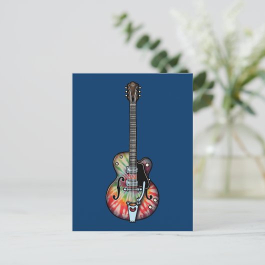 Tie Dye Guitar Briefkaart (Staand voorkant)