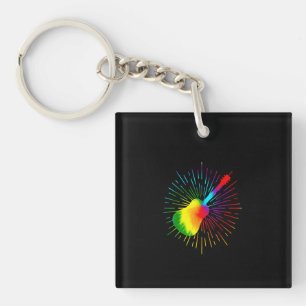 Tie Dye Guitar Music Design Colorful Guitarist Sleutelhanger
