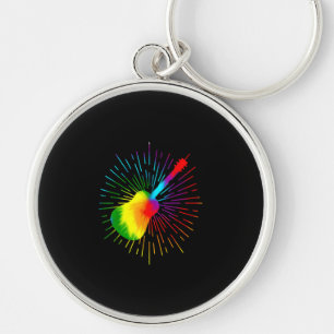 Tie Dye Guitar Music Design Colorful Guitarist Sleutelhanger