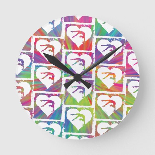 Tie Dye Gymnastics Pattern Ronde Klok (Voorkant)