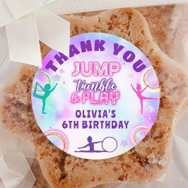 Tie Dye Gymnastiek Jump Spelen Verjaardag Dank u Ronde Sticker