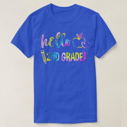 Tie Dye Hallo 2e graad Team 2e graad terug naar Sc T-shirt (Design voorkant)