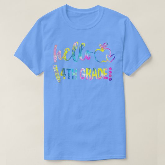 Tie Dye Hallo 4e Grade Team 4e Grade terug naar Sc T-shirt (Design voorkant)